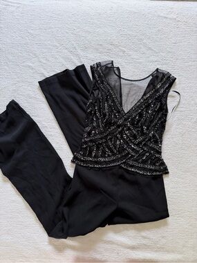 Aiden Mattox Beaded Sequin Jumpsuit size 6